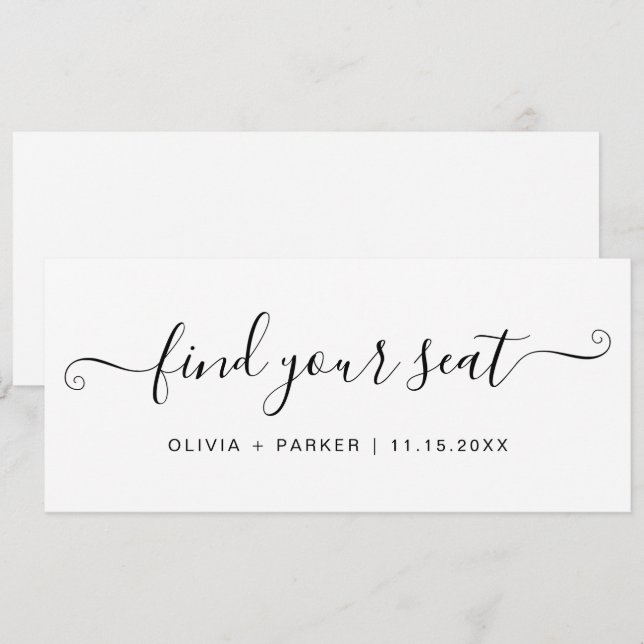 Convites Carta de Assento de Casamento Encontre Seu Assento (Frente/Verso)