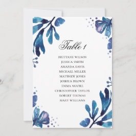 Convites Carta de assento floral azul. Plano de casamento a