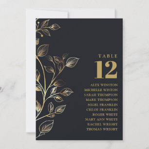 Convites Carta de Assentos com Número da Mesa Floral Dourad