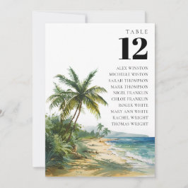 Convites Carta de Assentos Número da Mesa de Palms em Aquar