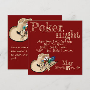 Convites Carta de Baralho com Chapéu de Cowboy e Pena de Pa