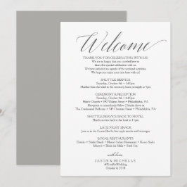 Convites Carta de Boas-Vindas ao Casamento com Letra Cinza