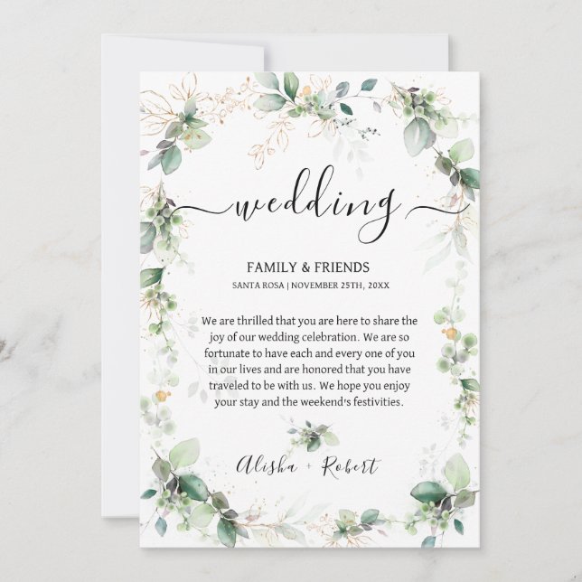 Convites Carta de Boas-vindas da Floresta Verde Itinerário (Frente)