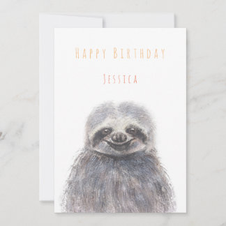 Convites carta de boas-vindas de aniversário da sloth Happy