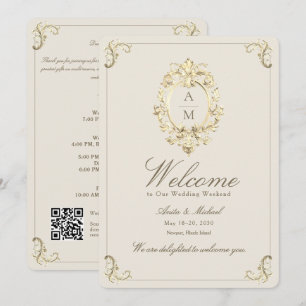 Convites Carta de Boas-Vindas de Casamento em Ouro Barroco