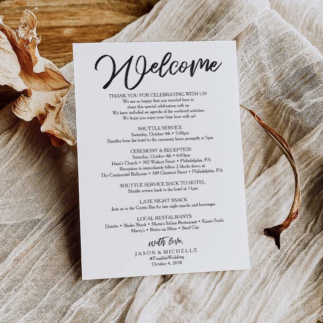 Convites Carta de Boas-Vindas de Casamento - Modelo de Saco (Criador carregado)
