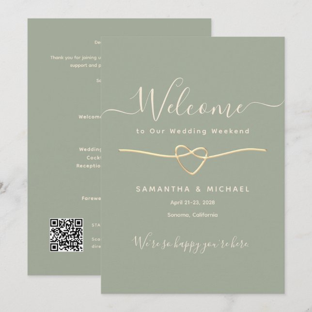 Convites Carta de Boas-Vindas de Fim de Semana de Casamento (Frente/Verso)