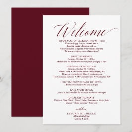 Convites Carta de Boas-Vindas de Itinerário de Casamento em