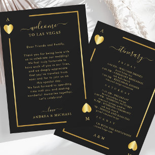 Convites Carta de Boas-vindas do Casamento Negro Dourado