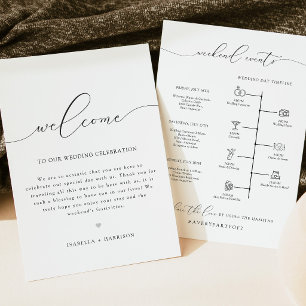 Convites Carta de Boas-Vindas e Cronograma de Casamento Ele