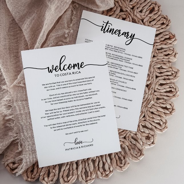 Convites Carta de Boas-Vindas e Itinerário de Casamento Min (Criador carregado)