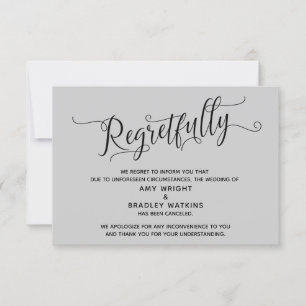 Convites Carta de Casamento Cancelado Cinza Elegante com Ar