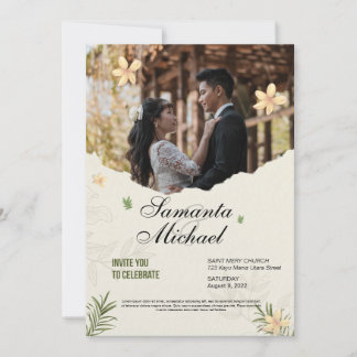 Convites carta de casamento elegante com fotografia