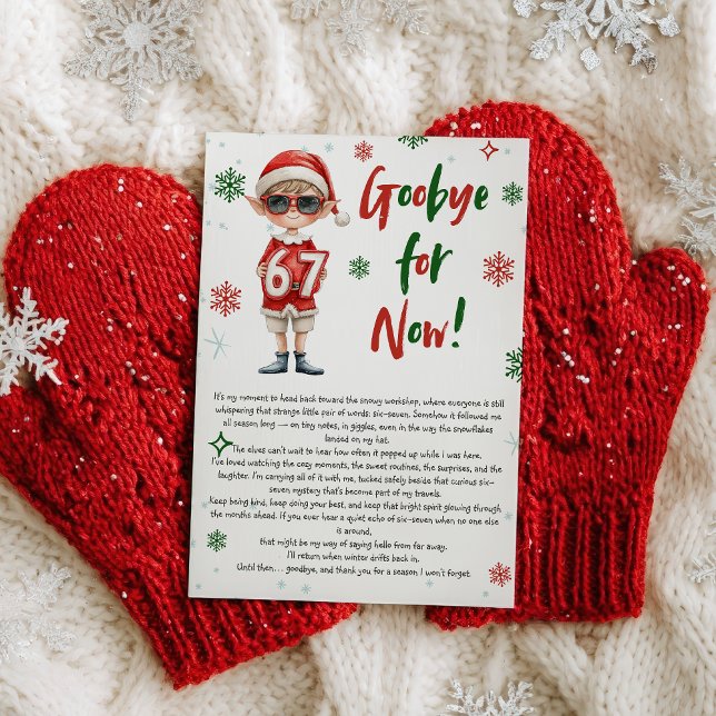 Convites Carta de despedida de Natal do elfo 6 7 tendência (Elf Farewell Goodbye Letter Christmas 6 7 trend Invitation)
