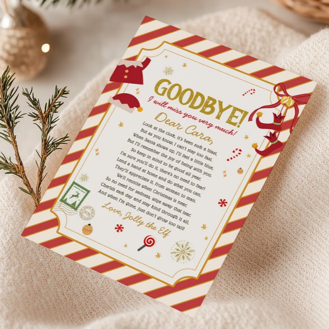 Convites Carta de Despedida do Elfo Carta de Despedida (Christmas Letter from Elf Goodbye Letter Card)