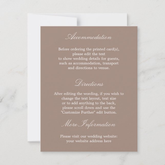 Convites Carta de Detalhes de Casamento Sofisticada e Elega (Frente)