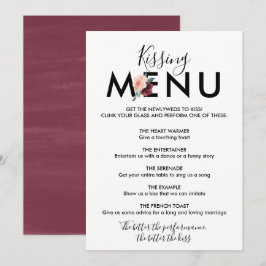 Convites Carta de Lettering Floral | Menu de Beijo Marrom