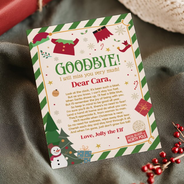 Convites Carta de Natal de despedida do Elfo (Letter from Elf Christmas Goodbye Letter Card)