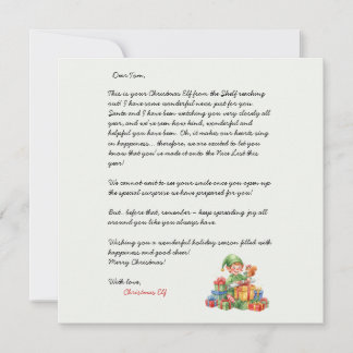 Convites Carta de Natal do Elfo de Natal
