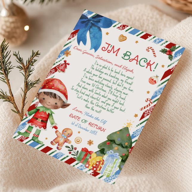 Convites Carta de Natal do Menino Carta de Elfo (Christmas Brown Hair Light Brown Boy Letter from Elf Letter Card)