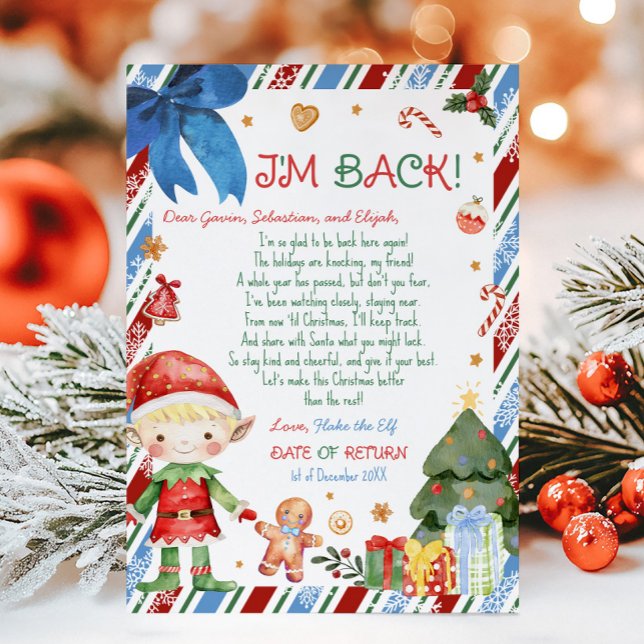 Convites Carta de Natal do Menino do Elfo (Christmas Blonde Hair Light Boy Letter from Elf Letter Card)