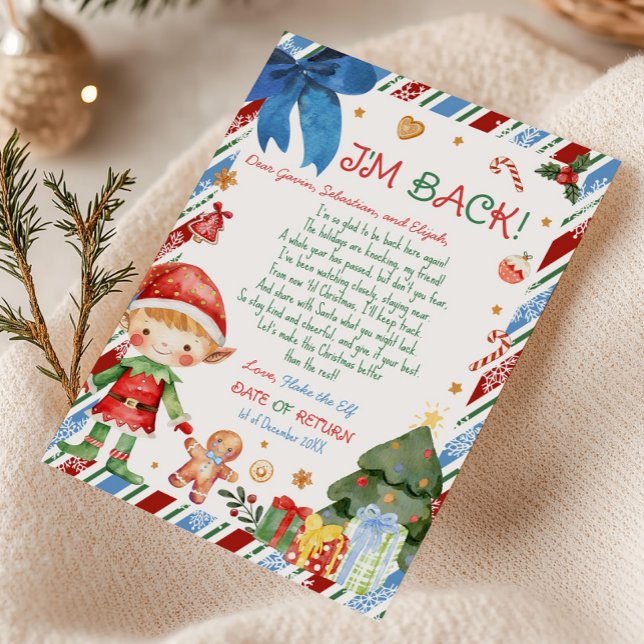 Convites Carta de Natal do Menino do Elfo (Christmas Ginger Hair Fair Boy Letter from Elf Letter Card )