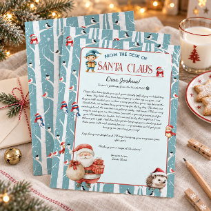 Convites Carta de Natal do Papai Noel no Bosque de Inverno