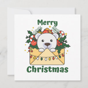 Convites Carta de Natal do Urso Polar Animais de Inverno Po