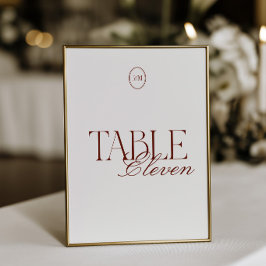 Convites Carta de Número de Mesa de Casamento com Monograma