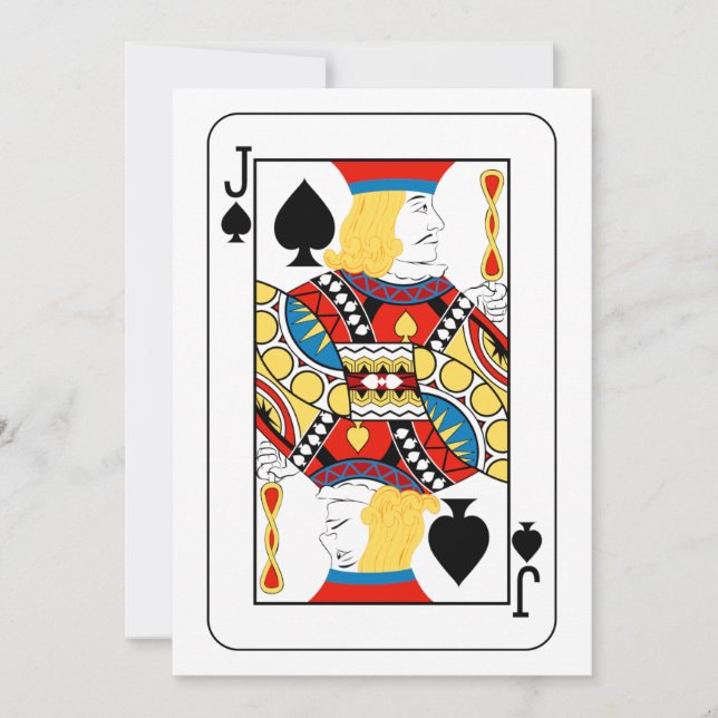 Convites Carta de Poker Valete de Espadas Clássico (Frente)