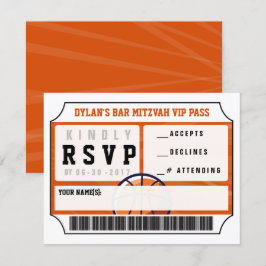Convites CARTA DE RESPOSTA VIP DE BASQUETE Bar Bat Mitzvah