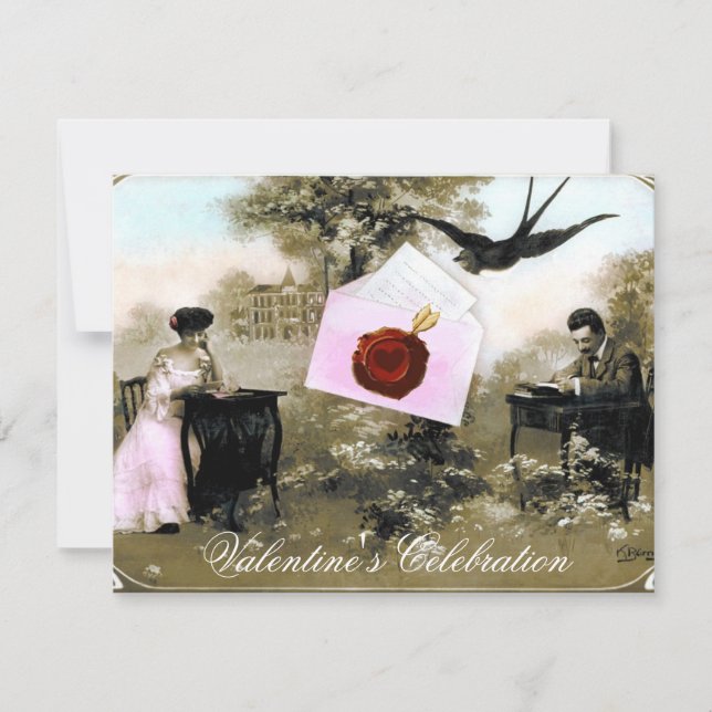 CONVITES CARTA DE SÃO VALENTIM ROMÂNTICA, MONOGRAMA DE SELL (Frente)