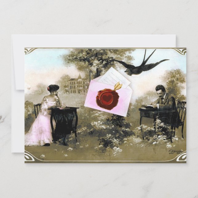 CONVITES CARTA DE SÃO VALENTIM ROMÂNTICA, MONOGRAMA DE SELL (Frente)