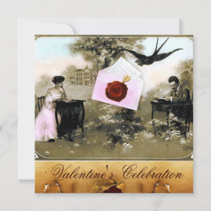 CONVITES CARTA DE SÃO VALENTIM ROMÂNTICA, SELADA COM LACRE 