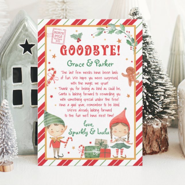 Convites Carta de Tchau dos Vossos Elfos de Natal (Goodbye Christmas elf. Personalize this Goodbye Elf to bring magic to your elf season.)