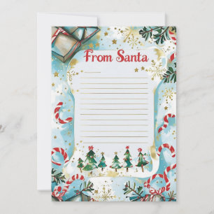 Convites Carta do Papai Noel Estrelas Douradas e Azul Pa