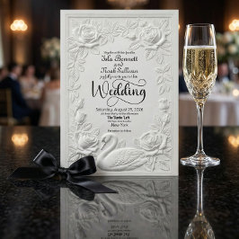 Convites Carta Falsa de Relevo Cisne Floral Casamento