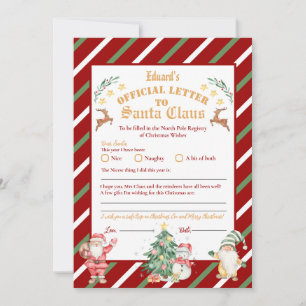 Convites Carta Oficial do Polo Norte para o Papai Noel 5x7 