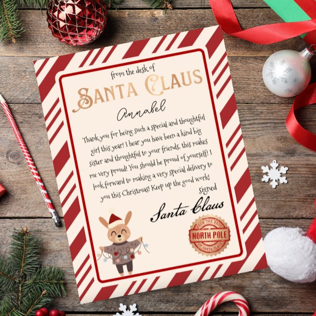 Convites Carta Personalizada de Papai Noel (letter from santa personalized for your child - easily edit download and print from home)