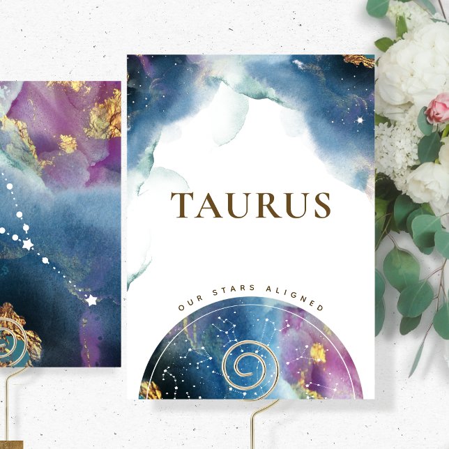 Convites Carta Tema Aquarela Celestial do Signo de Touro na (Criador carregado)
