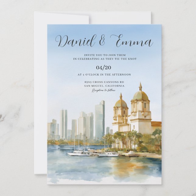 Convites Cartagena Colombia Skyline Wedding (Frente)