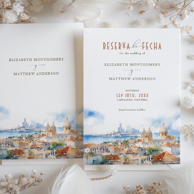 Convites Cartagena Colombia - Viagem espanhol para salvar a (Criador carregado)