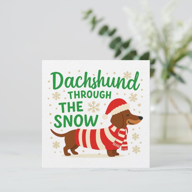 Convites Cartão/Convite de Natal para Dachshund (Em pé/Frente)