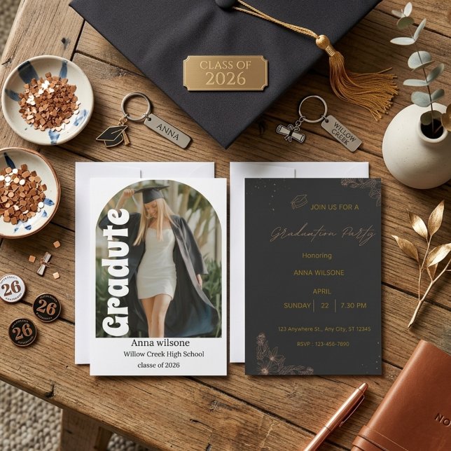 Convites “Cartão de Formatura Personalizado – Celebre a Con (Criador carregado)