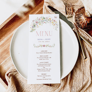 Convites Cartão-Menu Colorido Pastel Wildflower