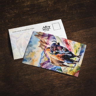 Convites Cartão-postal Bison Watercolor do Parque Nacional