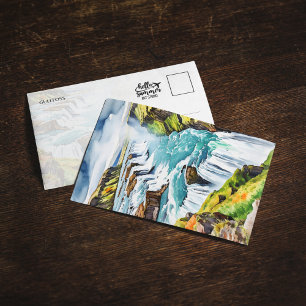 Convites Cartão-postal de cor aquosa da Gullfoss Islândia