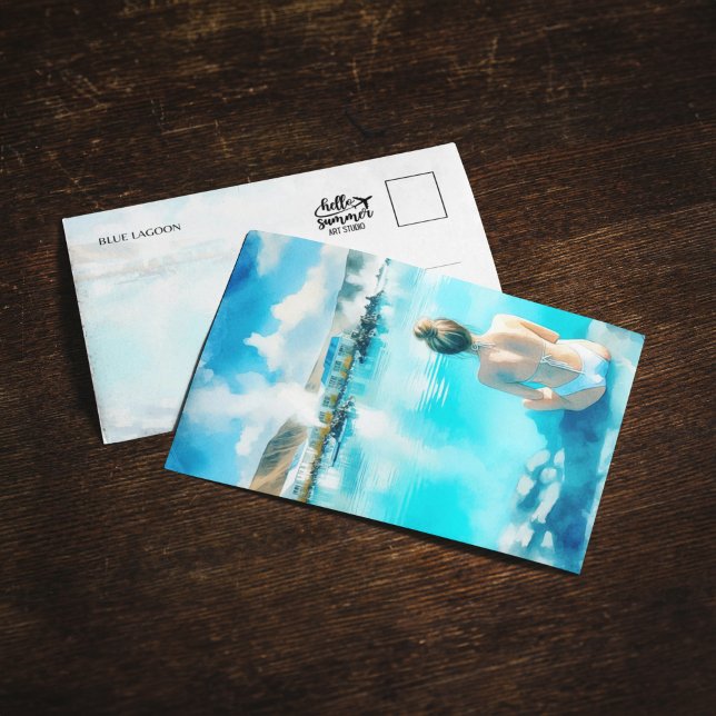 Convites Cartão-postal de cor d'água da Islândia Blue Lagoo (Criador carregado)