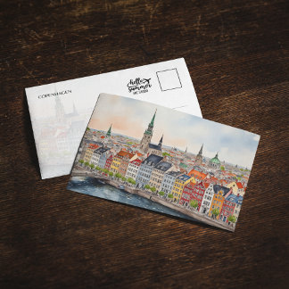 Convites Cartão-postal de cor d'água de Copenhagen Dinamarc