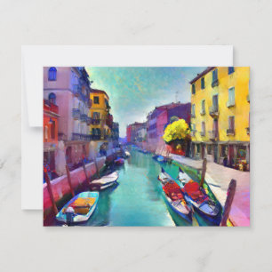 Convites Cartão-postal de pintura do canal veneziano